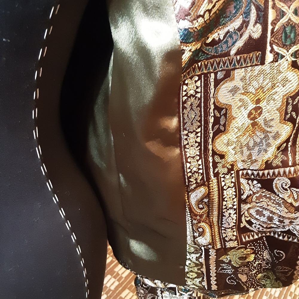 Allen Schwartz Brown & Gold Jacquard Print Jacket - Picture 3 of 4